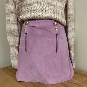 Express Faux Suede Orchid Pink Miniskirt